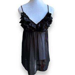 Ambrielle ruffle bust black sheer slip lingerie M nightgown Teddy New